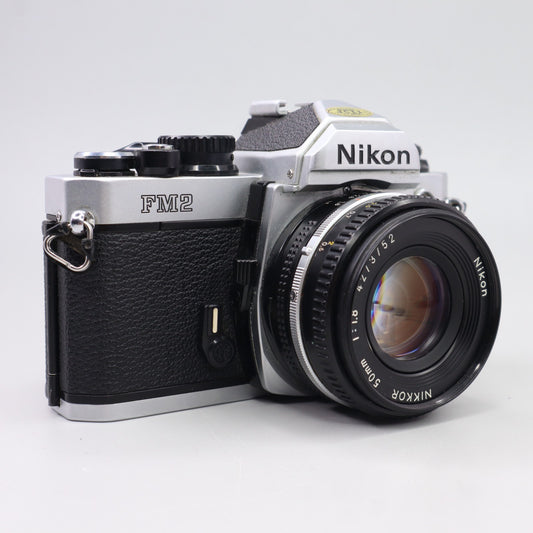 Nikon FM2 FM2N 35mm SLR Shutter Silver With 50mm 1.8